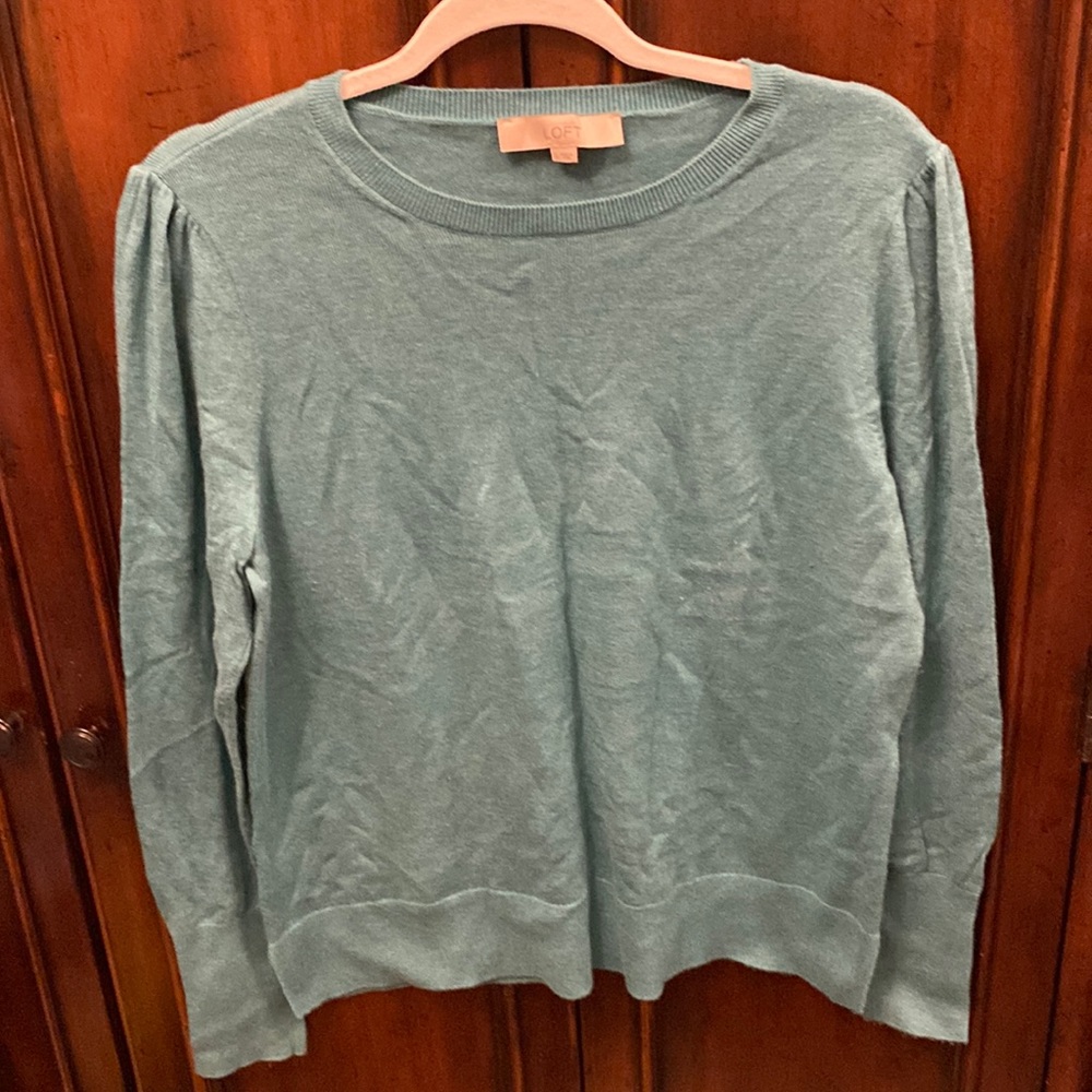 Loft turquoise sweater with side slits size large